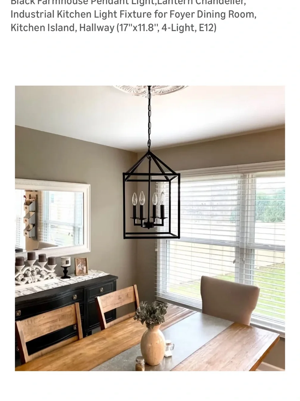 Black 4-Light Farmhouse Pendant Chandelier - Brand